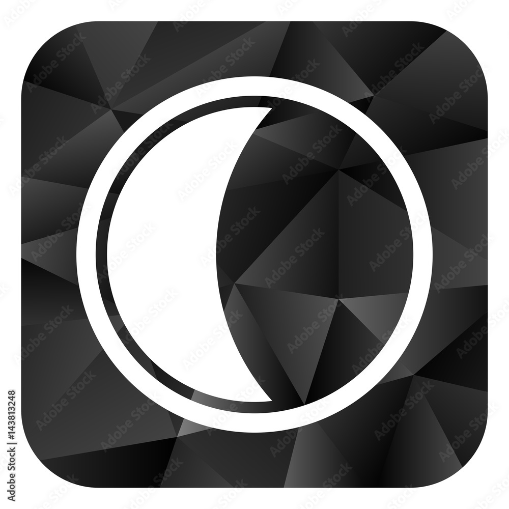 Poster moon black color web modern brillant design square internet icon on white background.