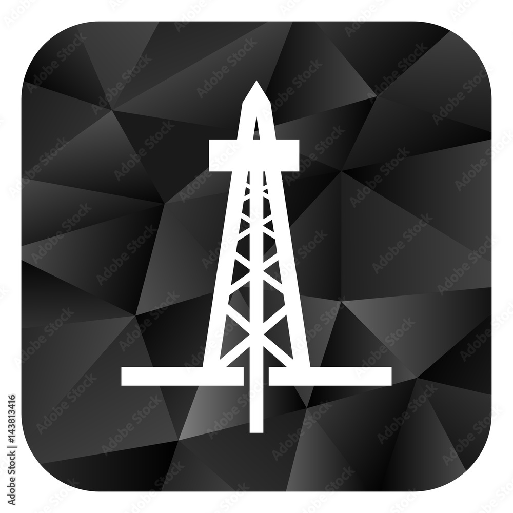 Poster drilling black color web modern brillant design square internet icon on white background.