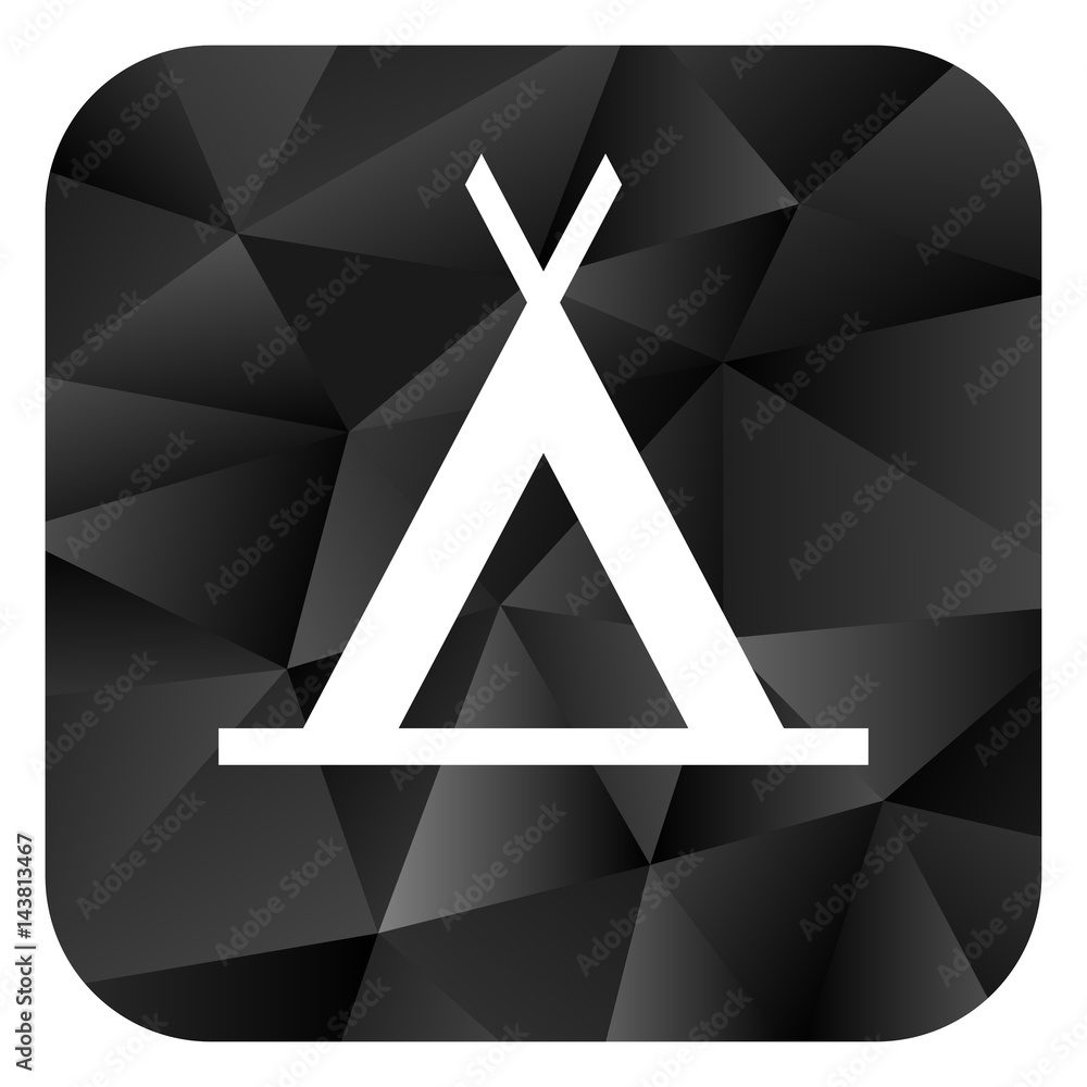 Poster camp black color web modern brillant design square internet icon on white background.
