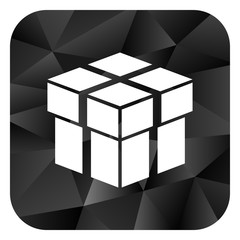 Box black color web modern brillant design square internet icon on white background.