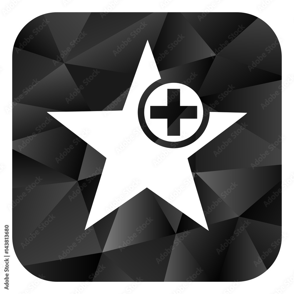 Poster star black color web modern brillant design square internet icon on white background.