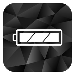 Battery black color web modern brillant design square internet icon on white background.