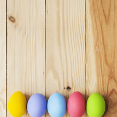 Easter Eggs on wood background