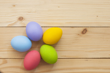 Easter Eggs on wood background