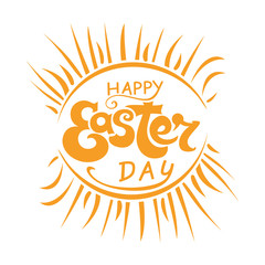 Easter Day. Inscription in the circle of the sun. Solar symbol for holiday.