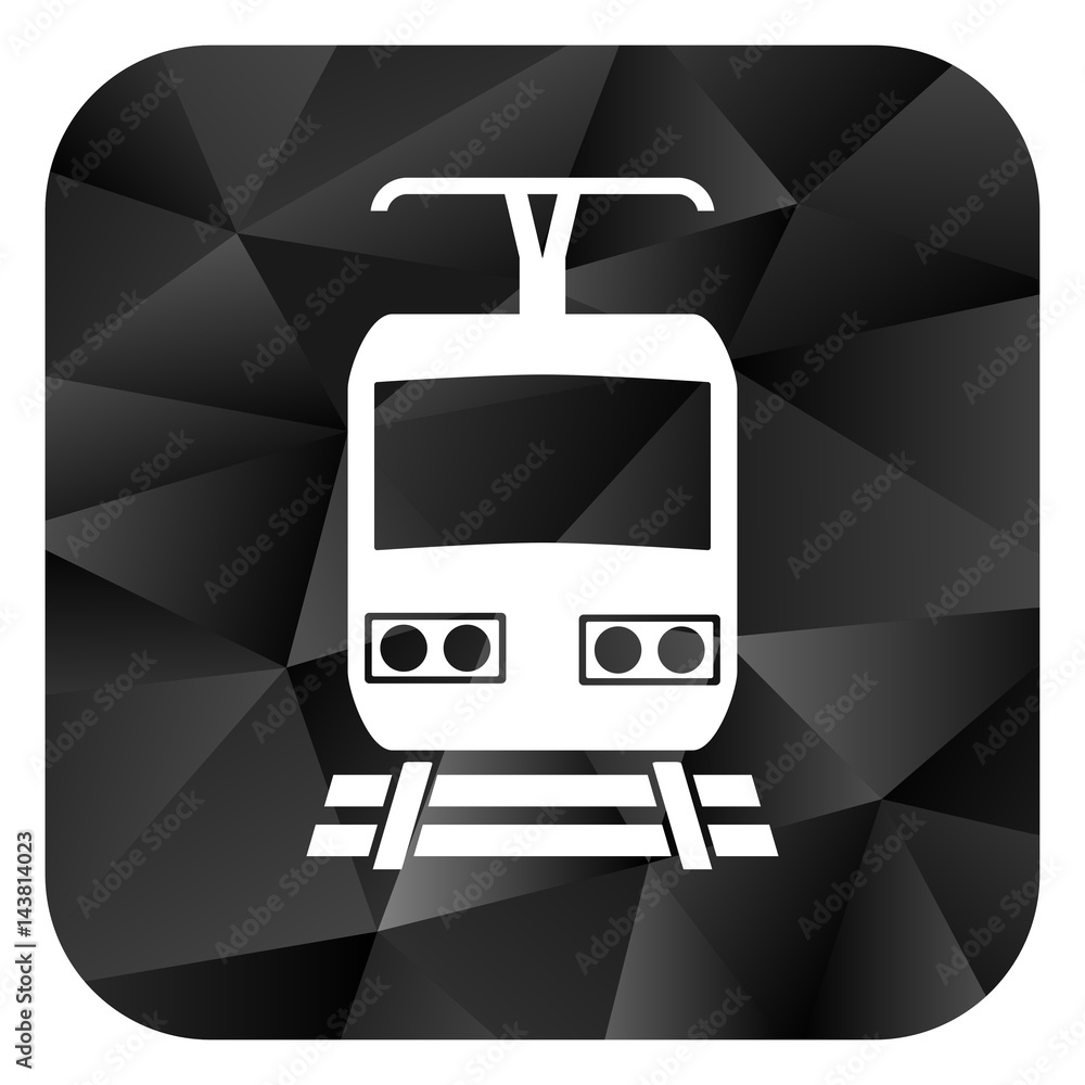 Poster train black color web modern brillant design square internet icon on white background.