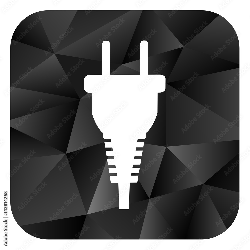 Aufkleber plug black color web modern brillant design square internet icon on white background.