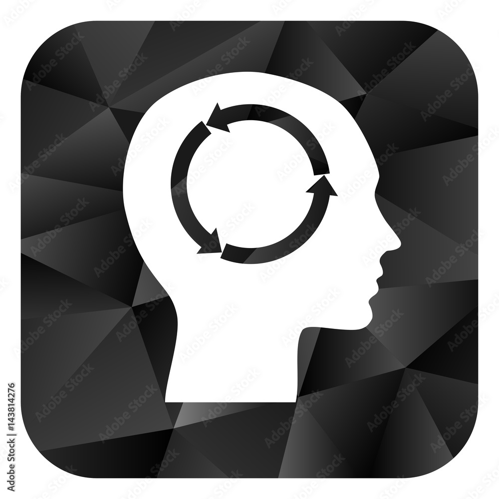 Poster head black color web modern brillant design square internet icon on white background.