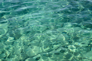 Clear sea water background. Shining blue water ripple background.
