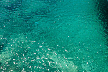 Shining blue water ripple background. Clear sea water background. Photo from Zakynthos Island, Greece.