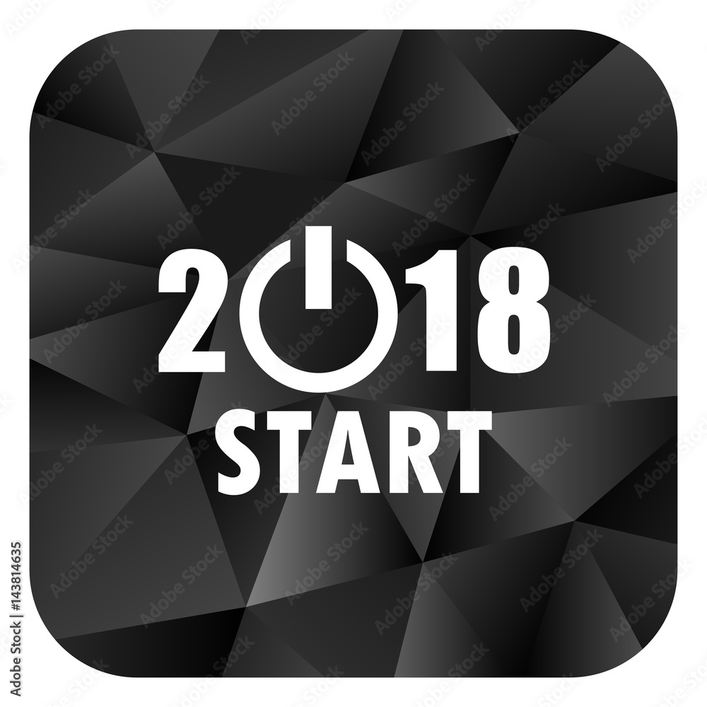 Aufkleber new year 2018 black color web modern brillant design square internet icon on white background.