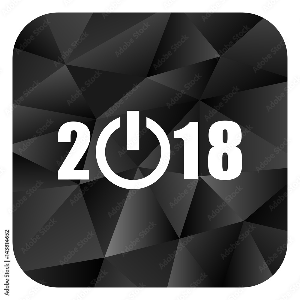 Poster new year 2018 black color web modern brillant design square internet icon on white background.