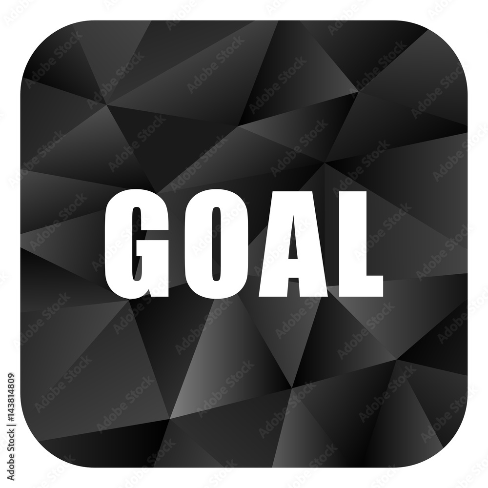 Poster goal black color web modern brillant design square internet icon on white background.