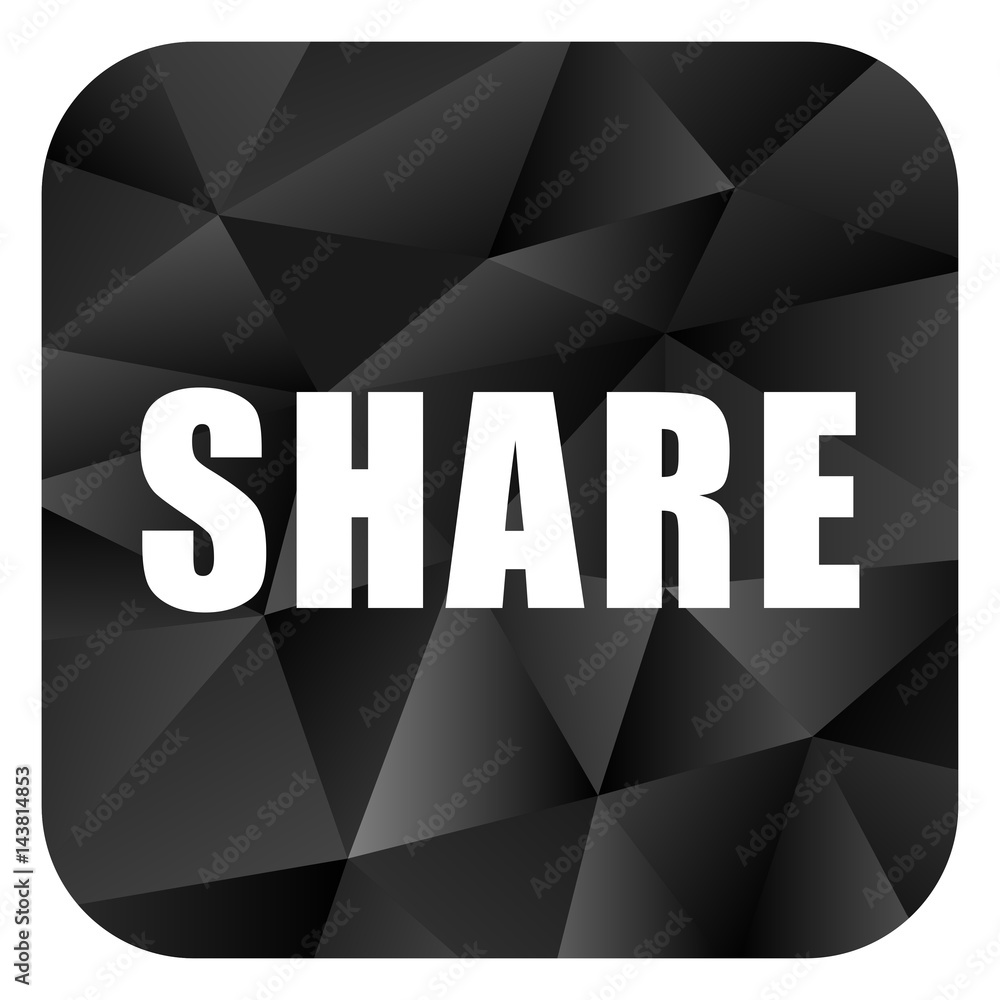 Aufkleber Share black color web modern brillant design square internet icon on white background.