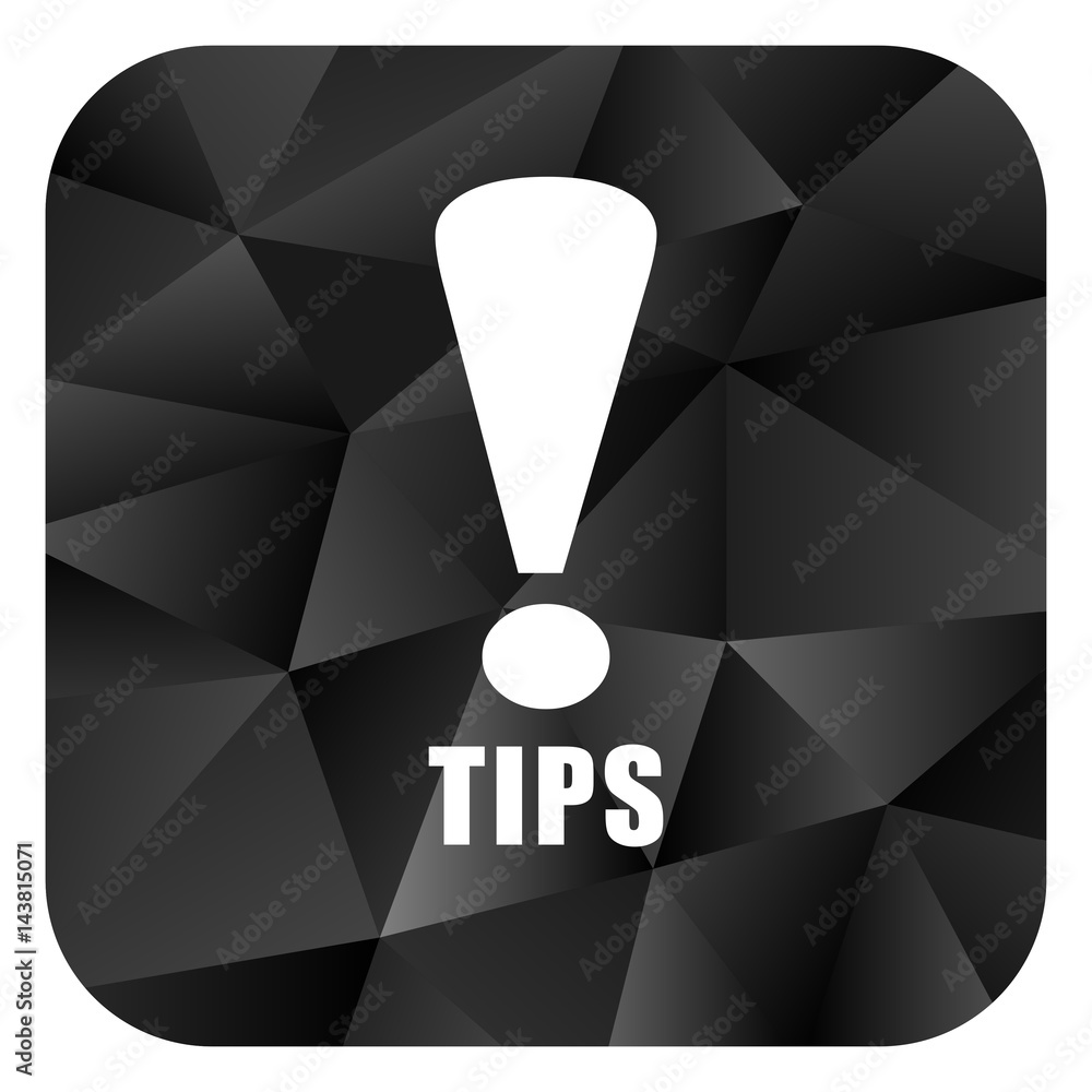 Aufkleber Tips black color web modern brillant design square internet icon on white background.