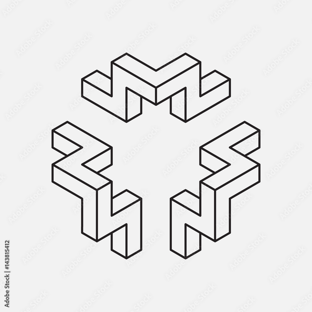 Wall mural line design emblem or monogram, impossible shape. vector illustration eps 10