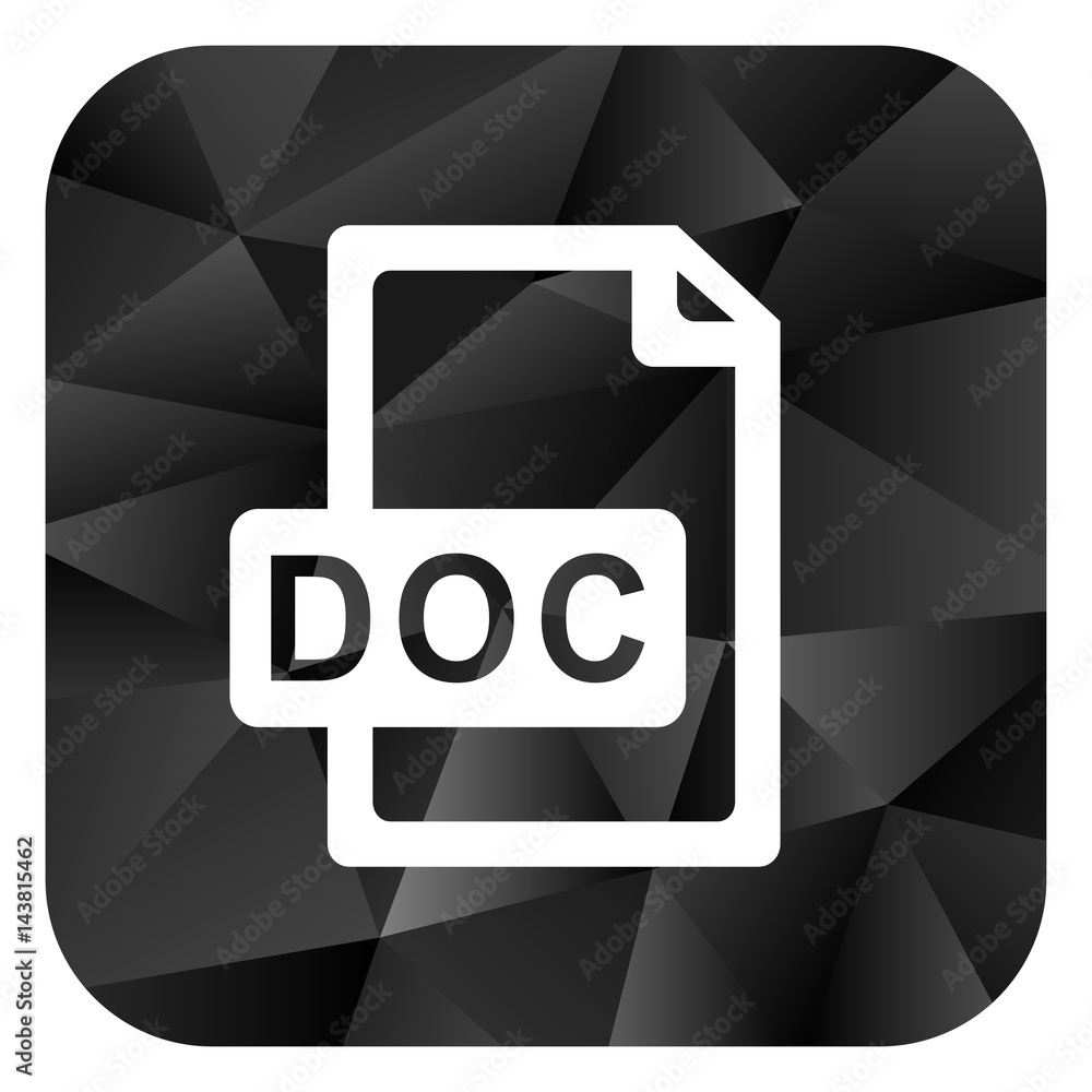 Poster Doc file black color web modern brillant design square internet icon on white background.