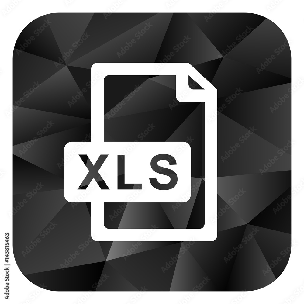 Poster xls file black color web modern brillant design square internet icon on white background.