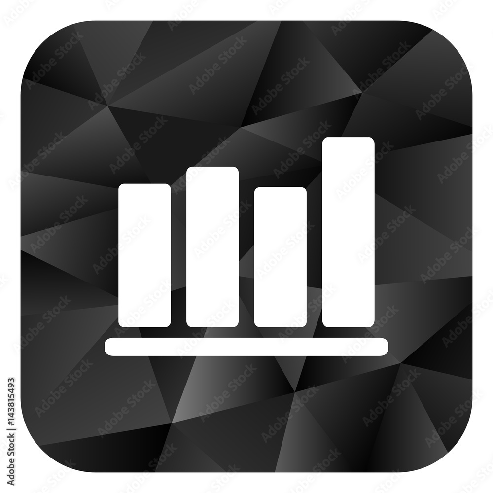 Poster bar chart black color web modern brillant design square internet icon on white background.