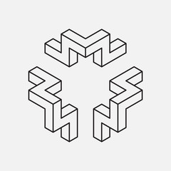 Line design emblem or monogram, impossible shape. Vector illustration EPS 10