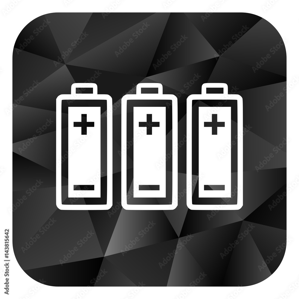 Poster battery black color web modern brillant design square internet icon on white background.