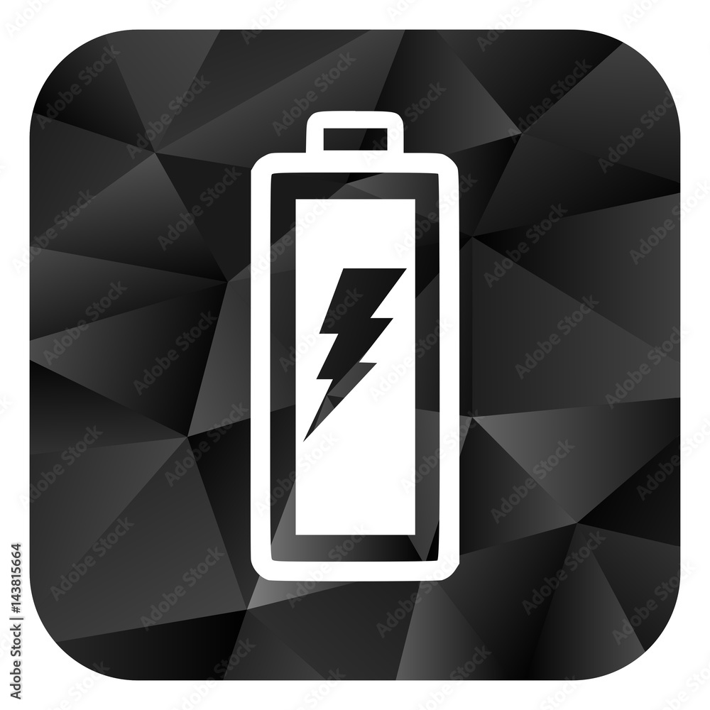 Poster battery black color web modern brillant design square internet icon on white background.