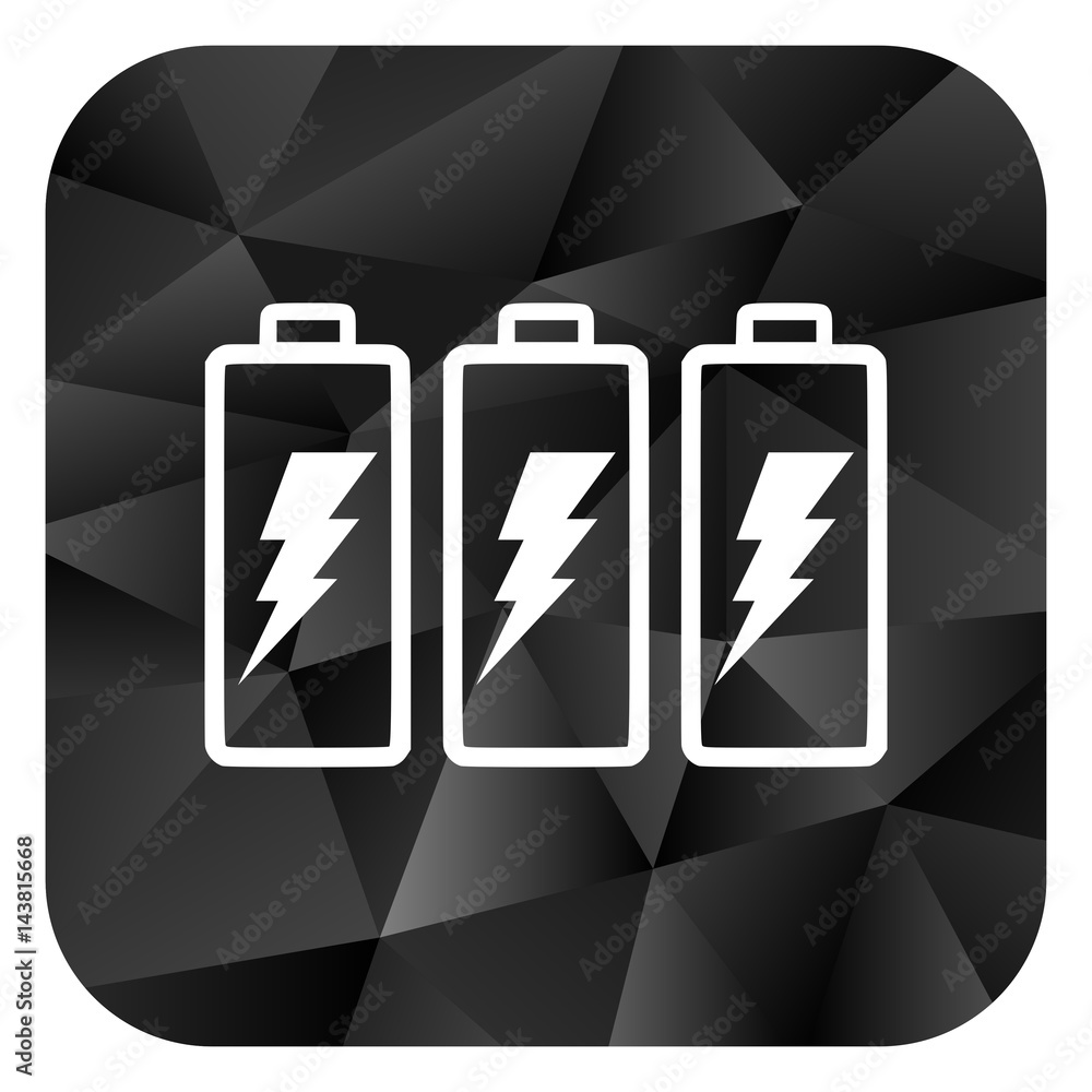 Poster battery black color web modern brillant design square internet icon on white background.
