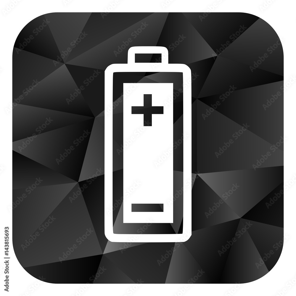 Poster battery black color web modern brillant design square internet icon on white background.