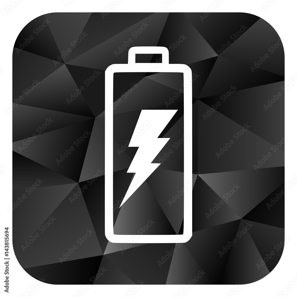 Poster battery black color web modern brillant design square internet icon on white background.
