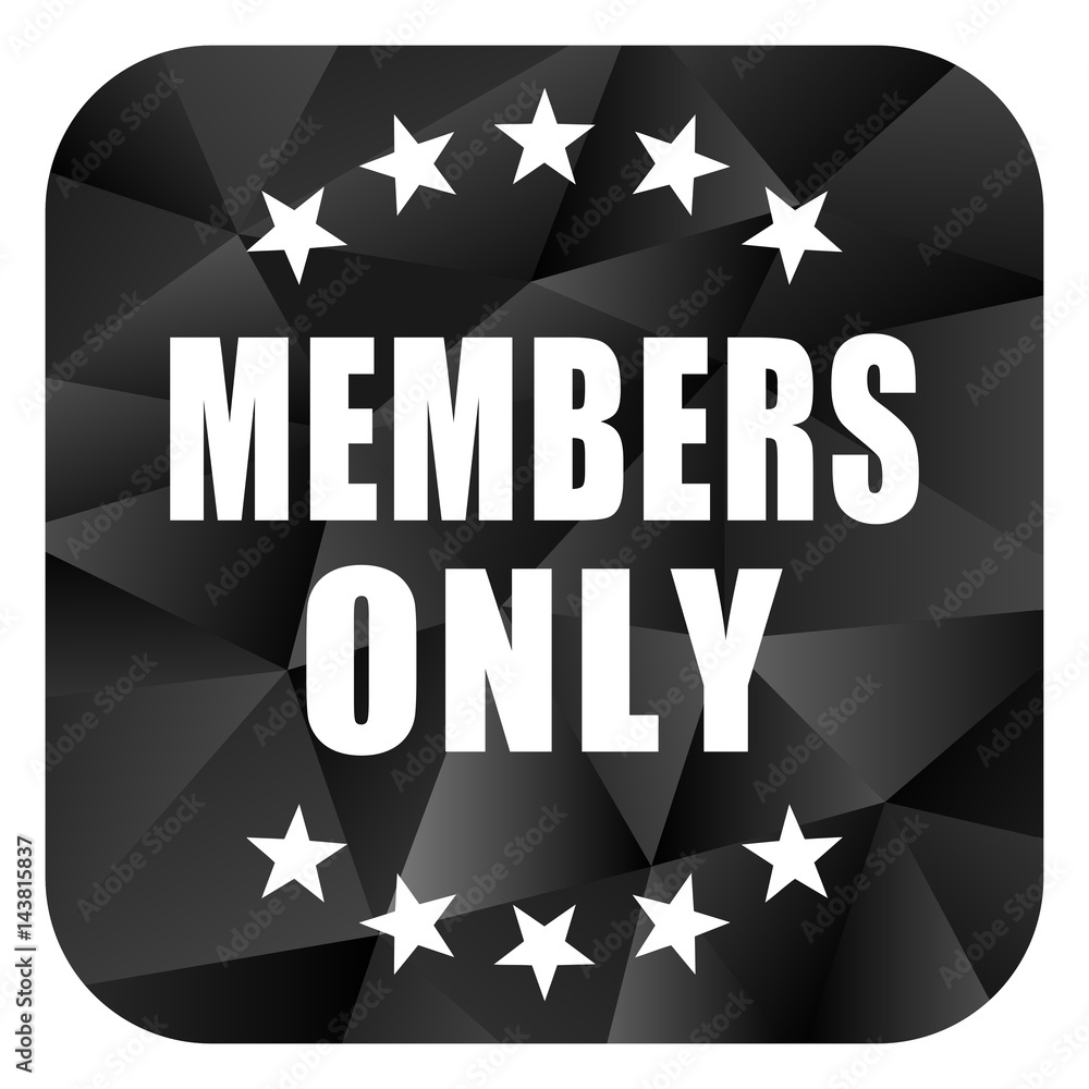 Aufkleber members only black color web modern brillant design square internet icon on white background.