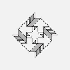 Geometric symbol, line design. Impossible shape. Vector illustration