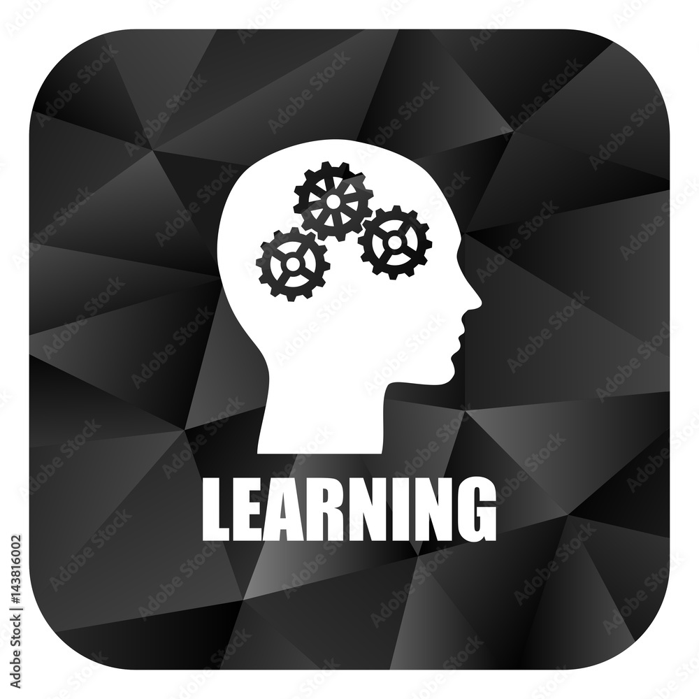 Poster learning black color web modern brillant design square internet icon on white background.