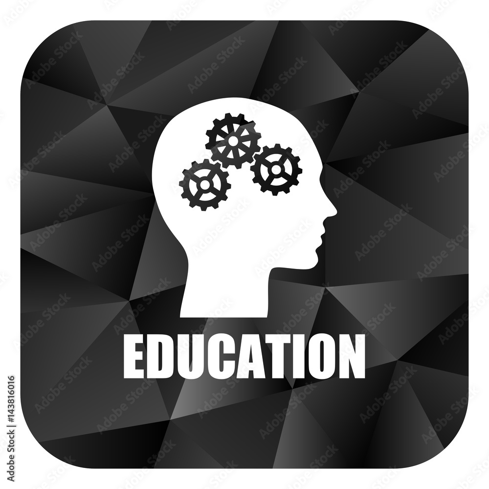 Poster education black color web modern brillant design square internet icon on white background.