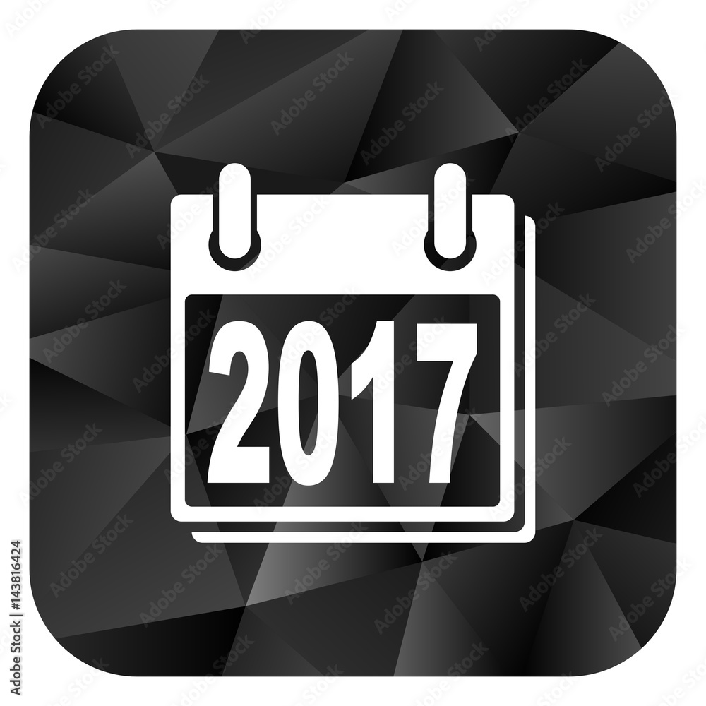 Poster new year 2017 black color web modern brillant design square internet icon on white background.