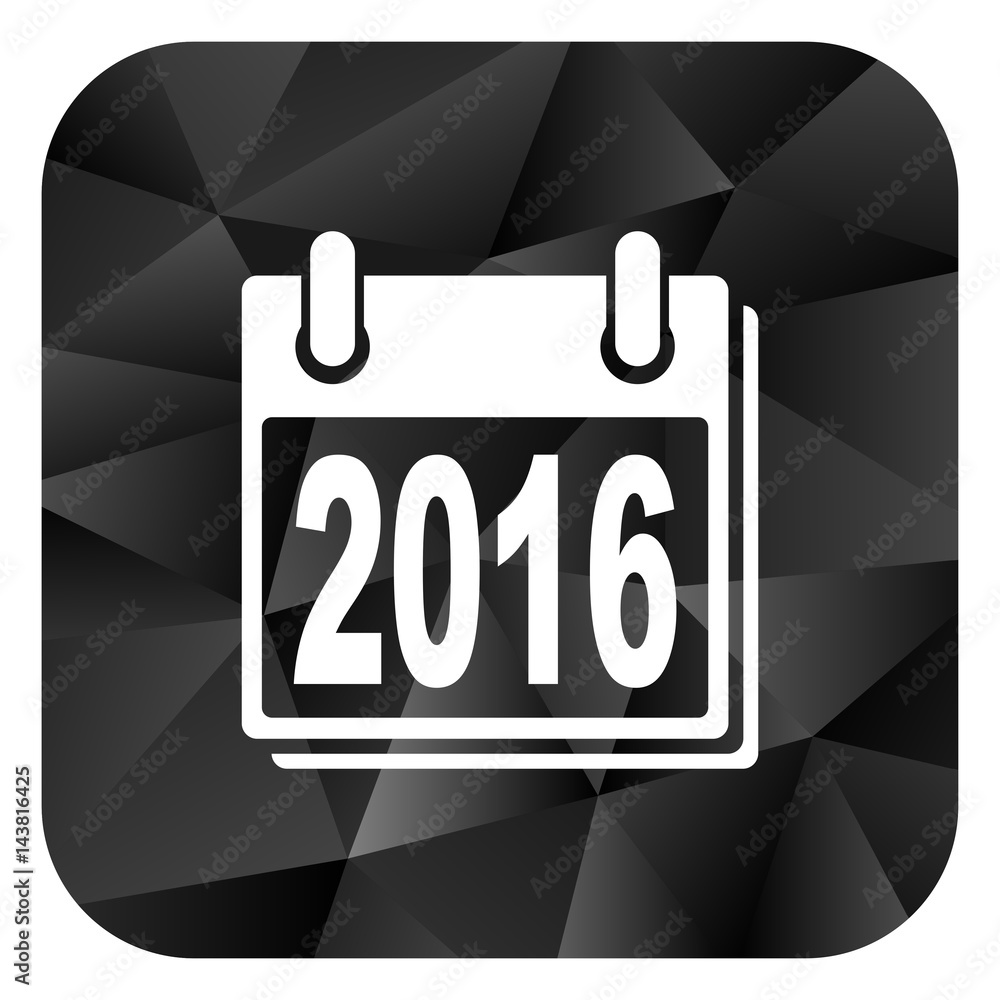 Poster new year 2016 black color web modern brillant design square internet icon on white background.