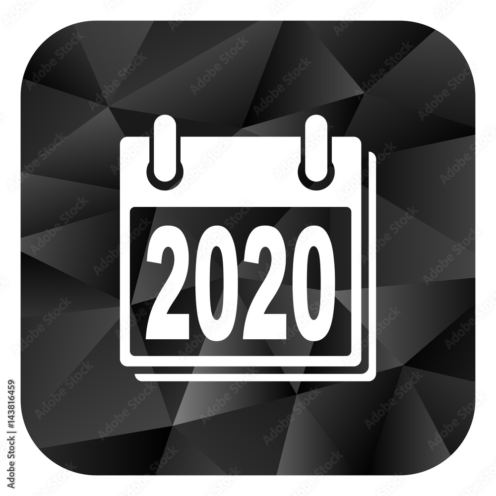 Poster new year 2020 black color web modern brillant design square internet icon on white background.