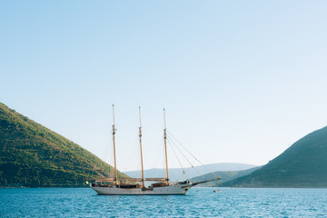 Fototapeta na wymiar Wooden sailing ship. Montenegro, Bay of Kotor. Water transport