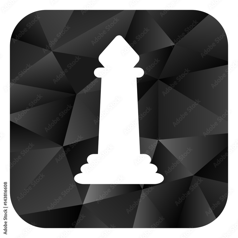 Poster chess black color web modern brillant design square internet icon on white background.