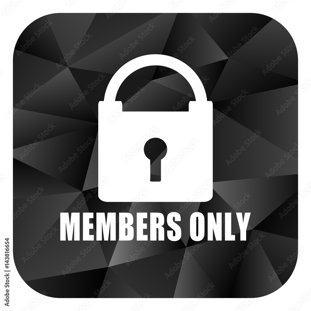Aufkleber members only black color web modern brillant design square internet icon on white background.
