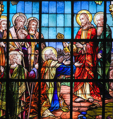 Fototapeta na wymiar Stained Glass - Jesus and Saint Peter