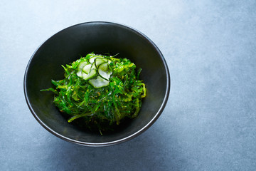 Algae salad with cucumber sesame and soya