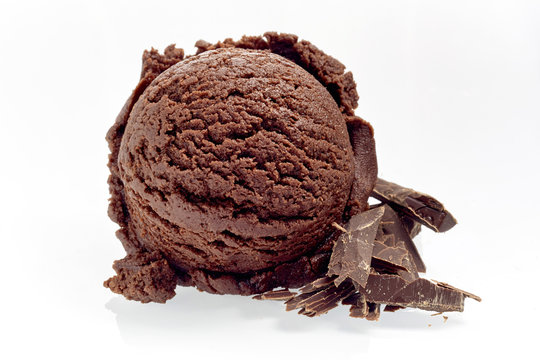 Scoop of Rich Chocolate Ice Cream with Shavings