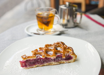 Slice of cherry tart
