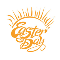 Easter Day. Solar symbol vector lettering for holiday.
