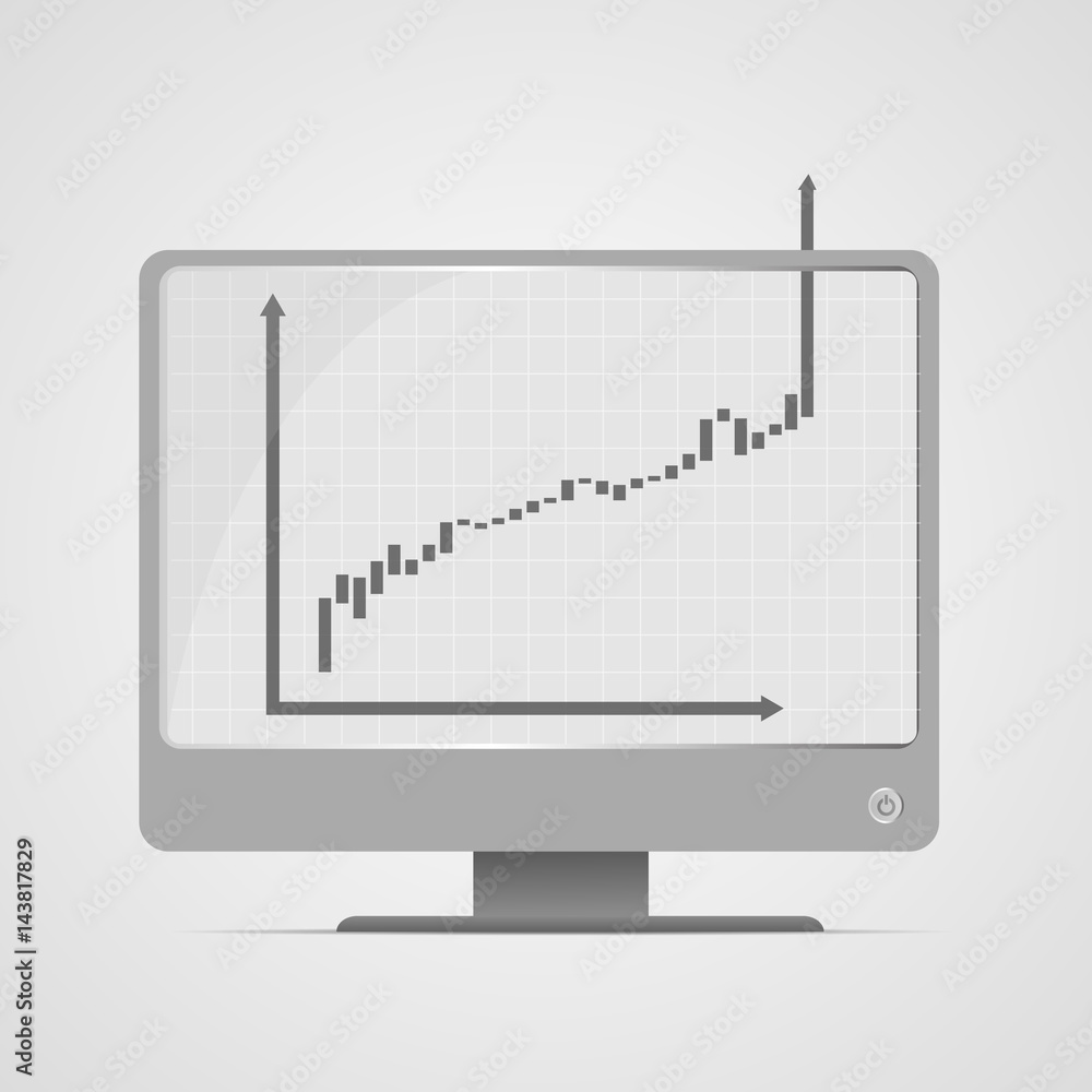 Poster vector : increasing business graph on computer monitor