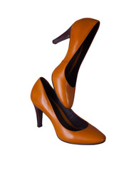 Women's brown shoes on a white background