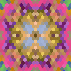 Kaleidoscopic low poly hexagon style vector mosaic background