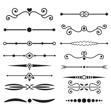 Collection of handdrawn dividers borders made vector illustration.