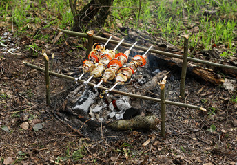 Barbecue in the woods.