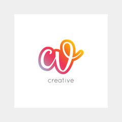 CV logo, vector. Useful as branding symbol, app icon, alphabet element, clip-art.
